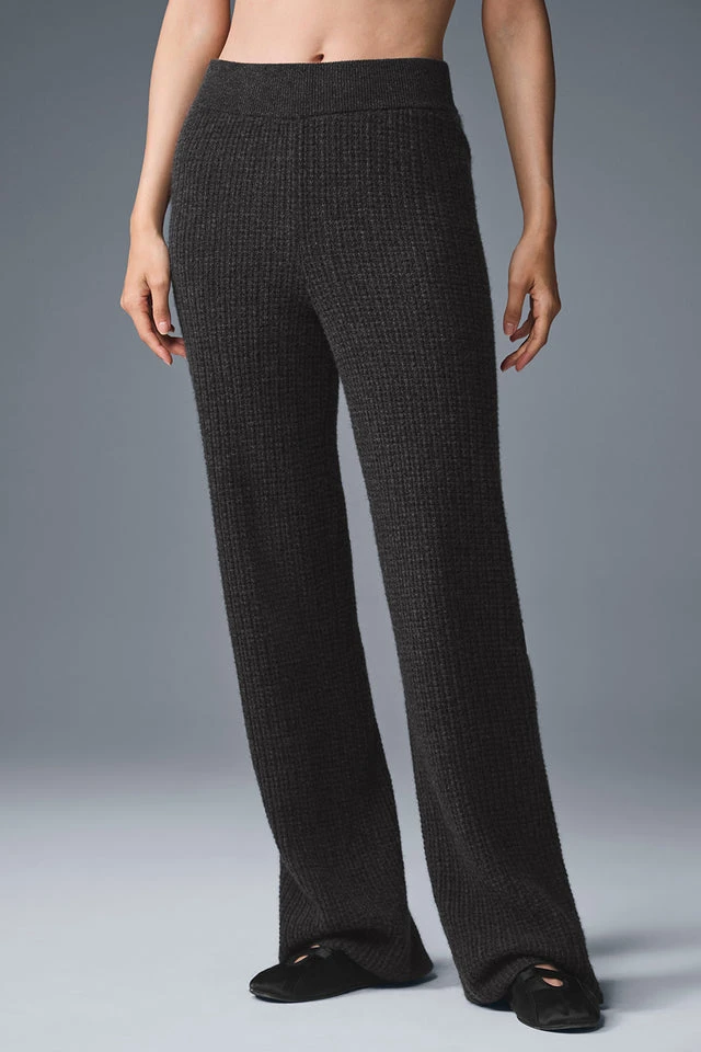 Cashmere High-Waist Plush Waffle Pant