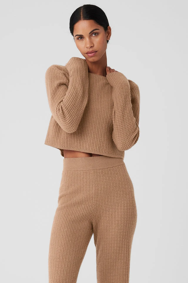 Cashmere Plush Waffle Cropped Long Sleeve