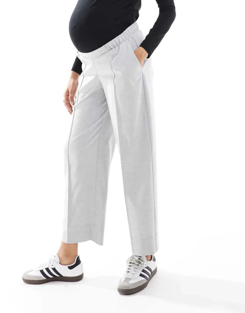 Asos Design Maternity Ankle Grazer Tailored Pull On Pants In Gray