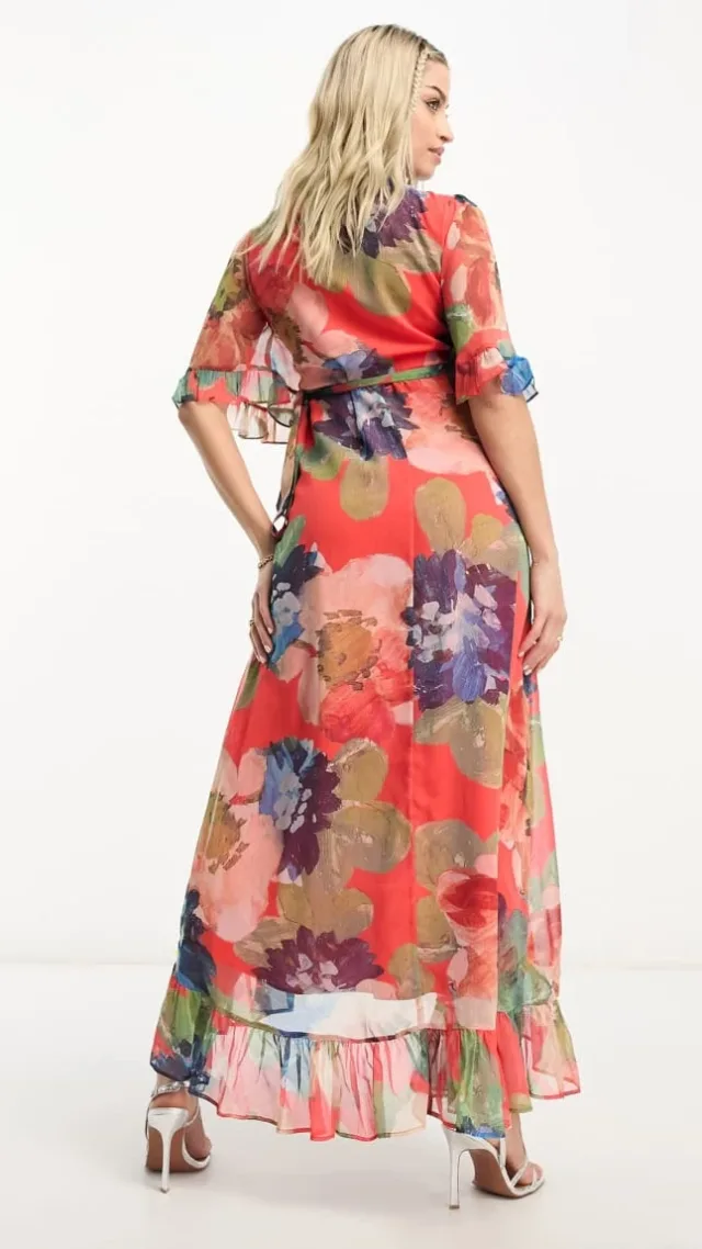 Hope & Ivy Maternity Wrap Midaxi Dress In Mixed Floral