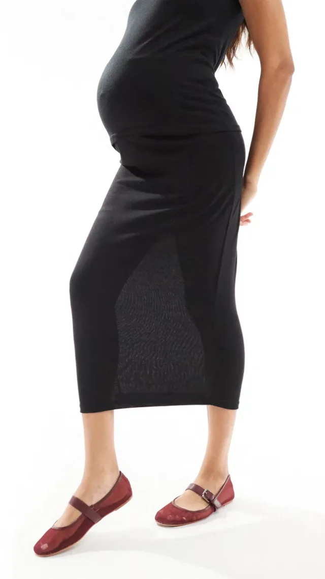 Mamalicious Maternity Mix & Match Soft Jersey Maxi Skirt In Black - Part Of A Set