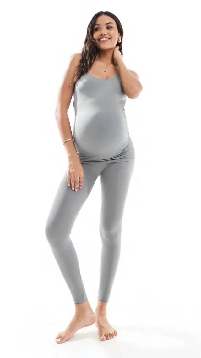 Mamalicious Maternity Seamless Tank Top In Sedona Sage - Part Of A Set