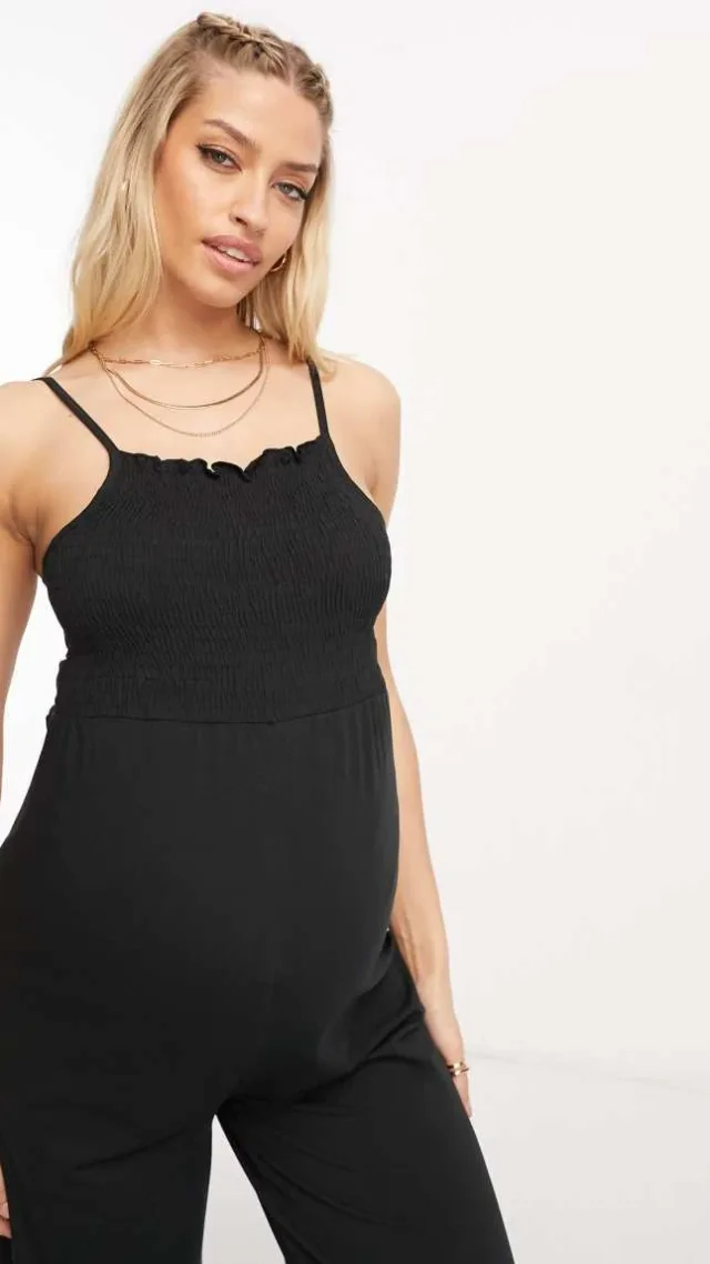 Mamalicious Maternity Wide Leg Jumpsuit In Black