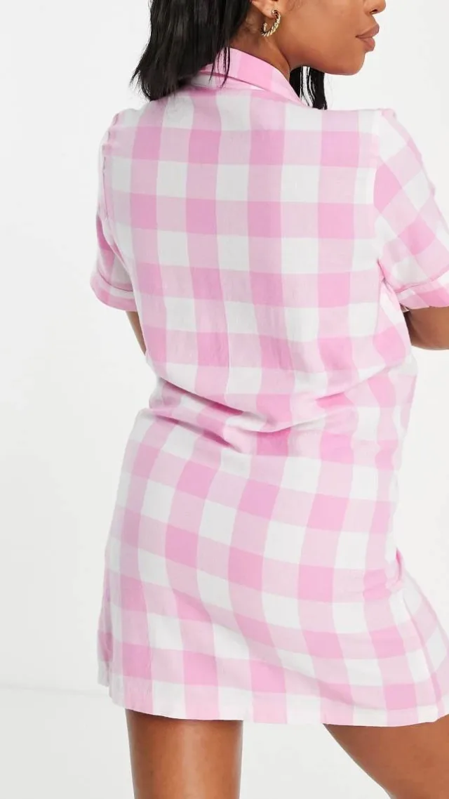 Pieces Maternity Nightshirt In Pink Gingham