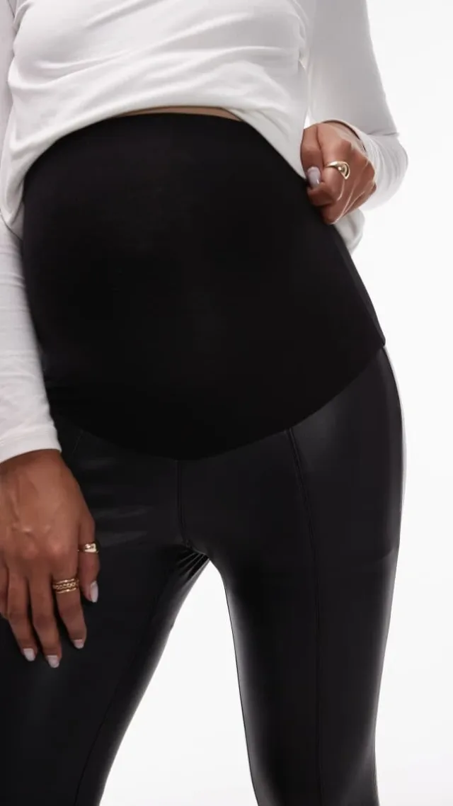 Topshop Maternity Skinny Faux Leather Pants In Black