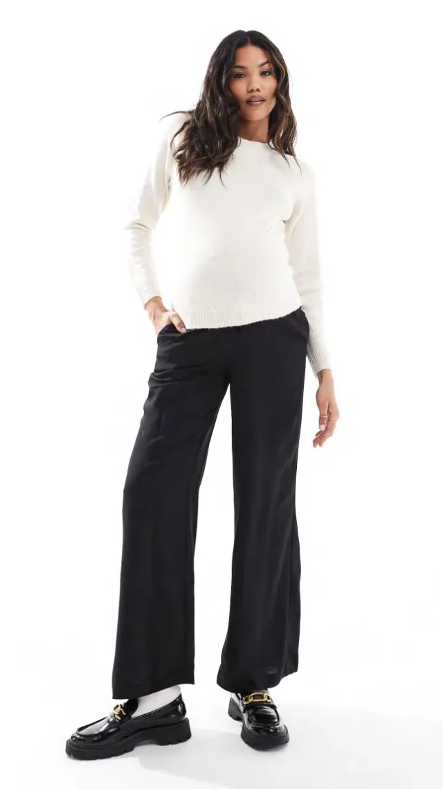 Vero Moda Maternity Relaxed Tailored Pants In Black