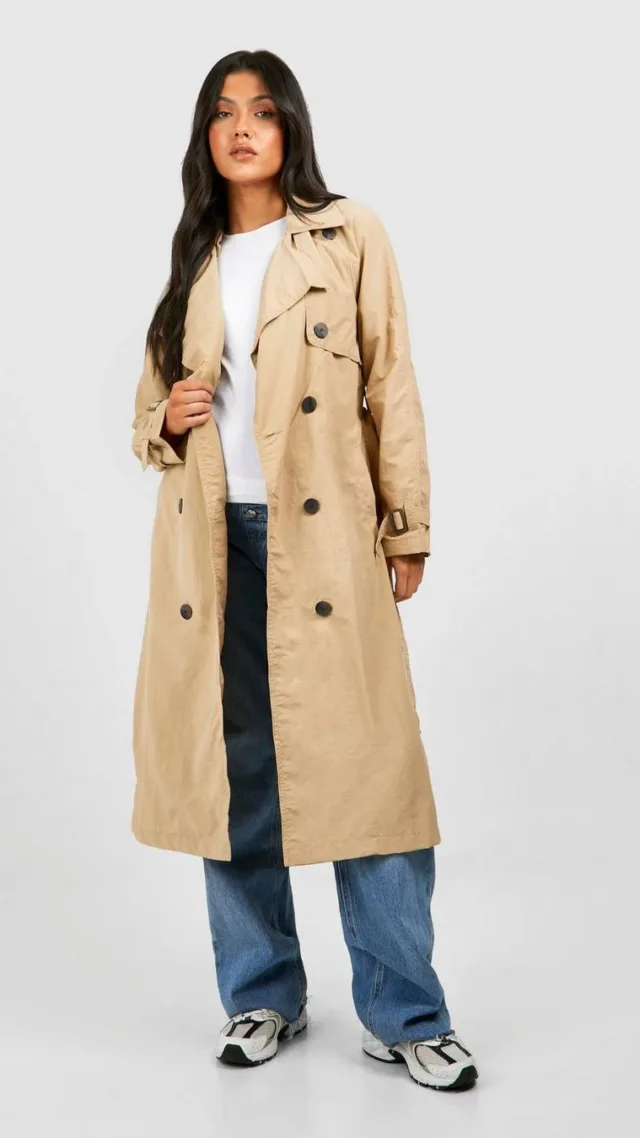 Camel Maternity Belted Trench Coat