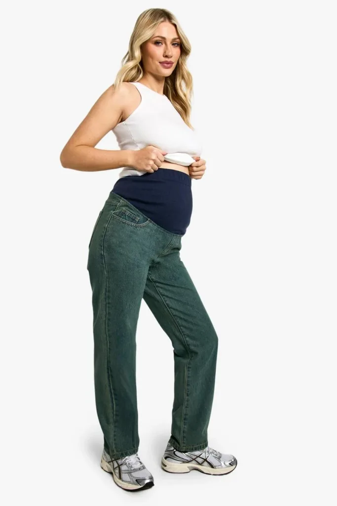 Vintage Wash Maternity Over The Bump Mom Jeans