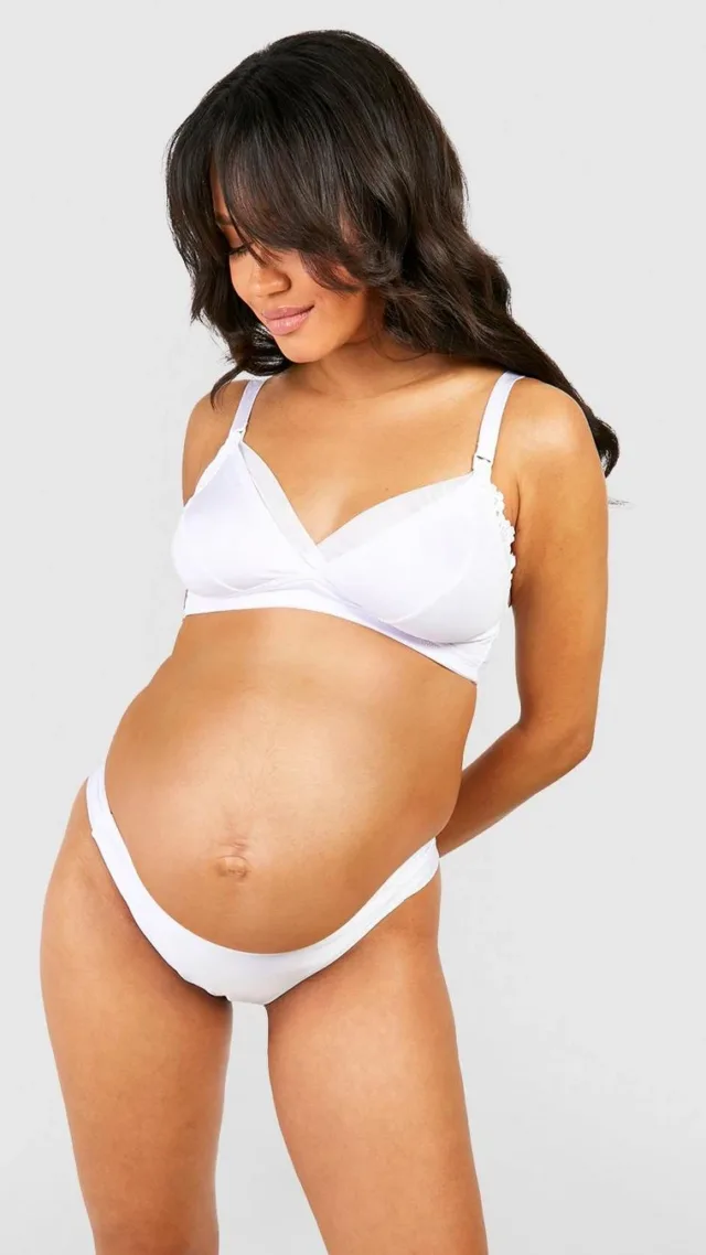 White Maternity Mesh Insert Nursing Bra