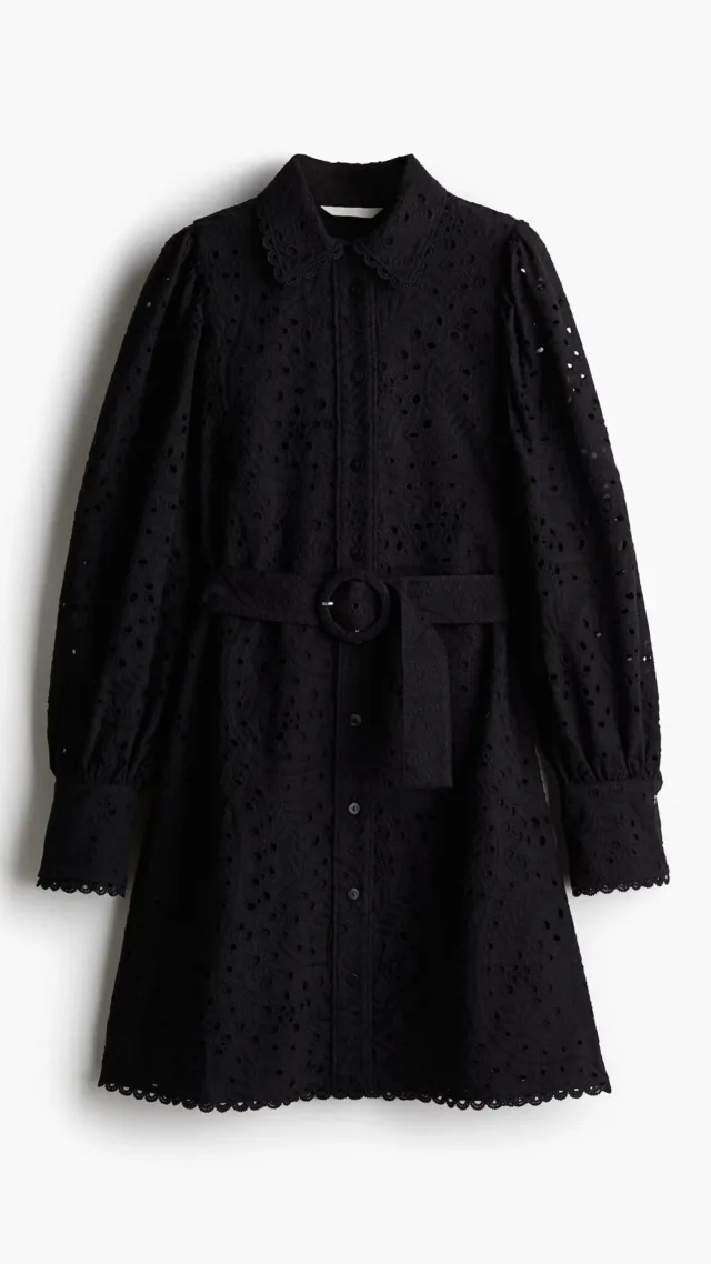 Eyelet Embroidered Shirt Dress