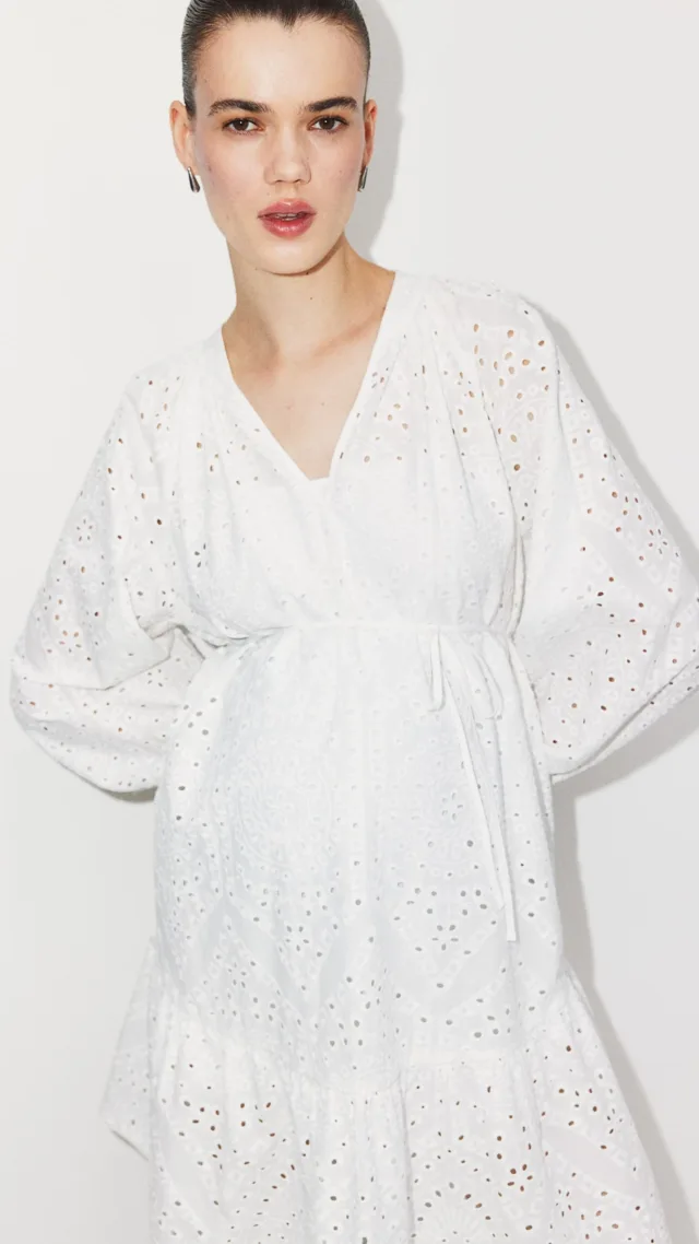 Mama Dress With Eyelet Embroidery