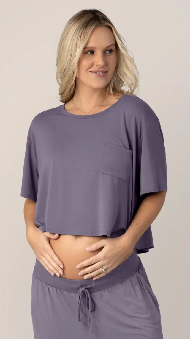 Aria Bamboo Casual Cropped Short Sleeve Top