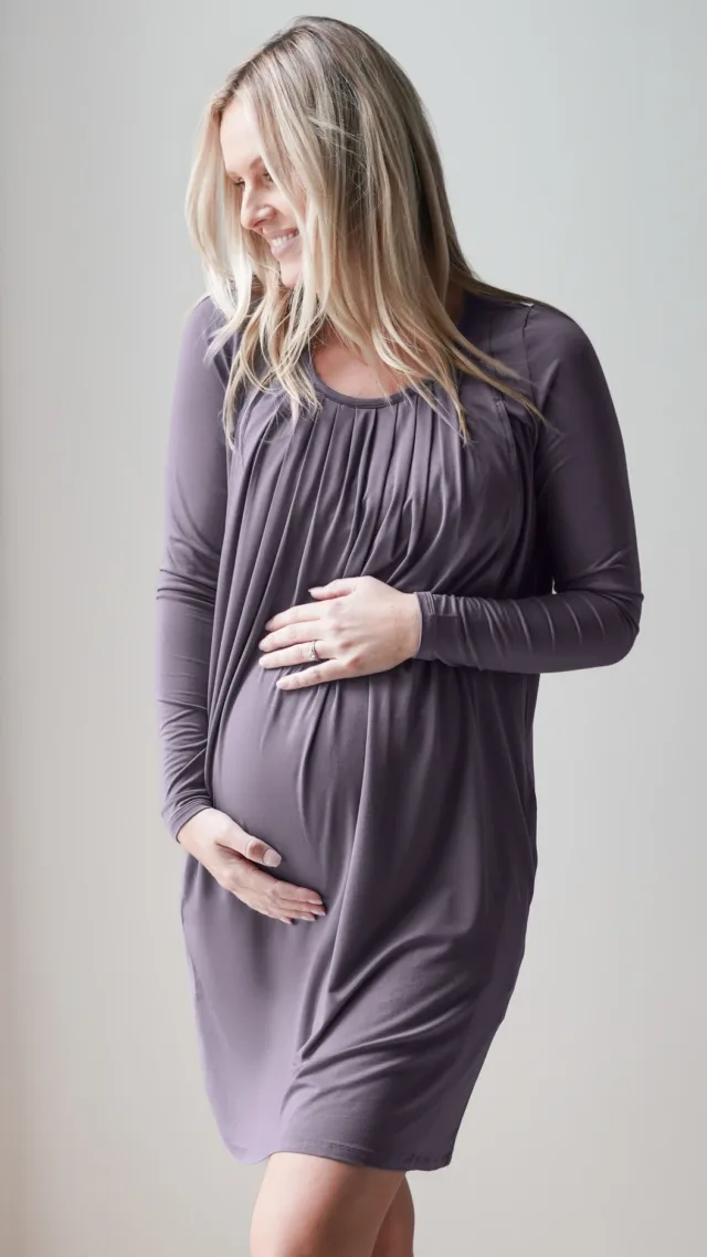 Quinn Bamboo Long Sleeve Maternity & Nursing Nightgown