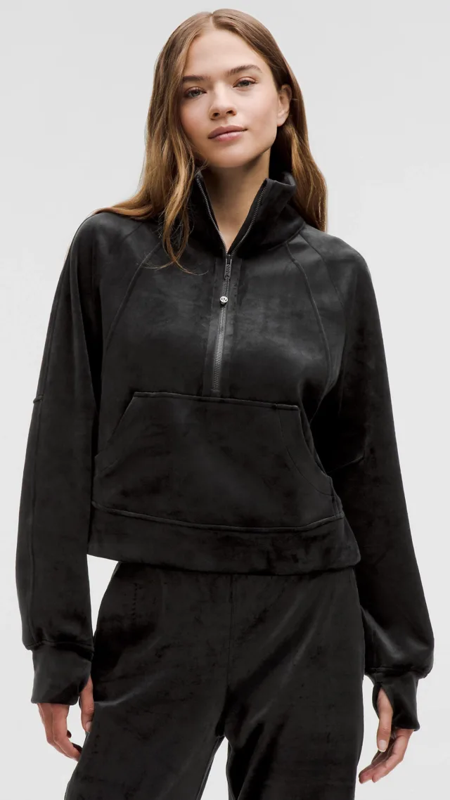 Scuba Oversized Funnel-Neck Half Zip  Velvet