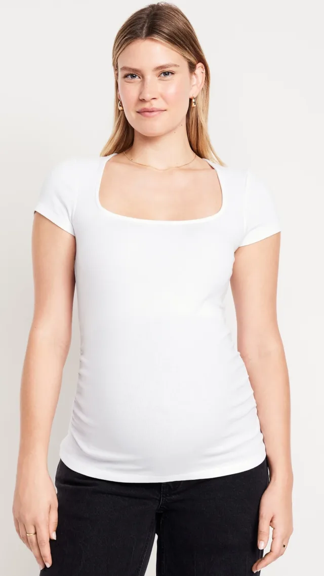 Maternity Square-Neck Ribbed Top