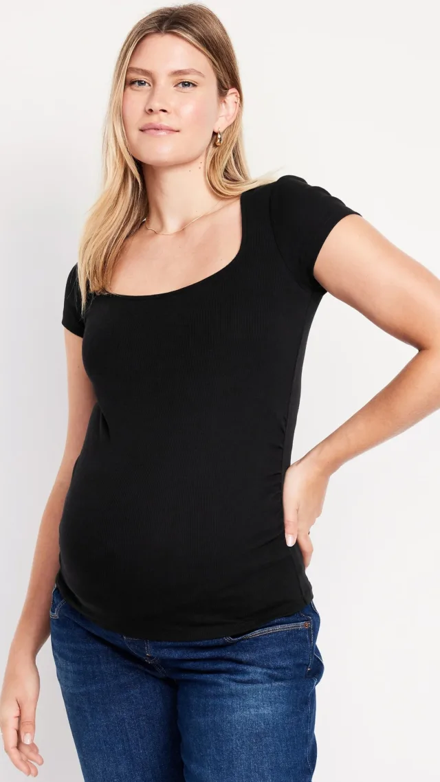 Maternity Square-Neck Ribbed Top