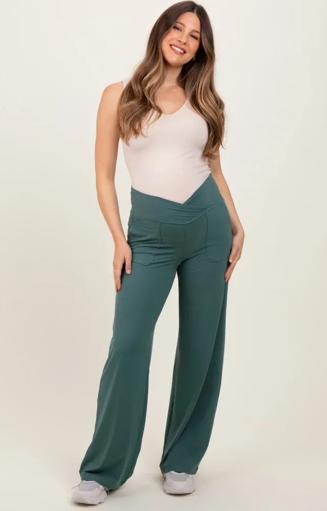 Jade Crossover Waist Active Wide Leg Maternity Pant