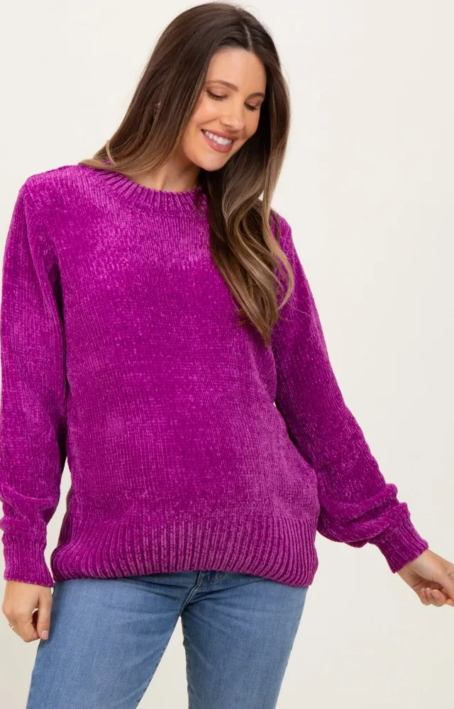 Magenta Chenille Knit Maternity Sweater