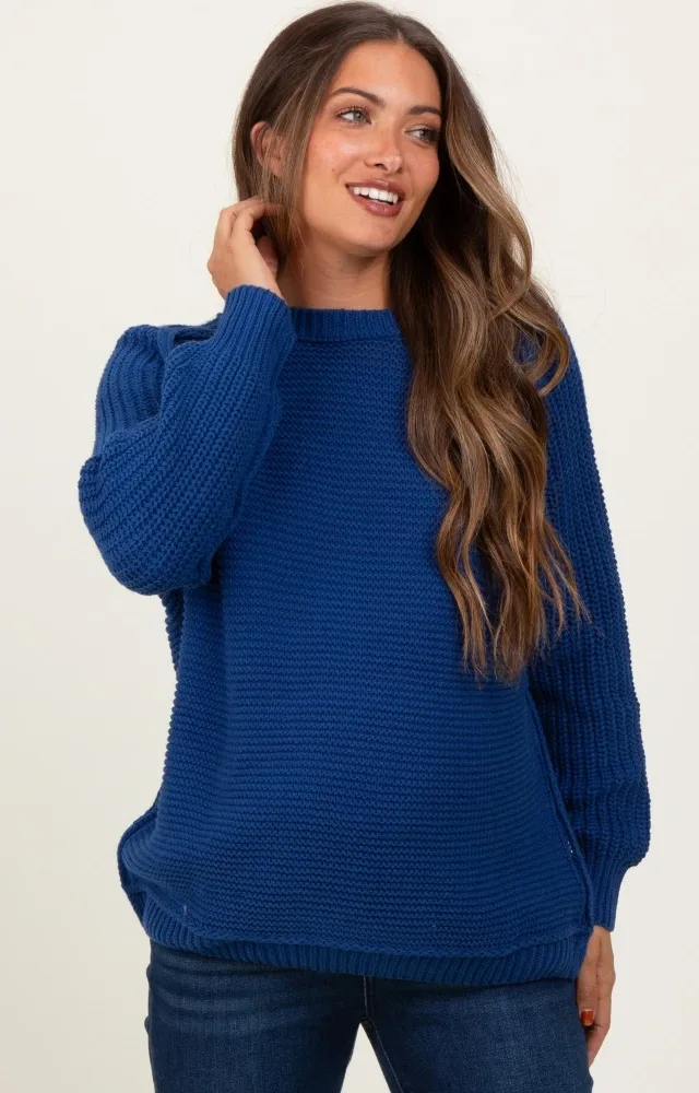 Navy Basic Chunky Knit Maternity Sweater