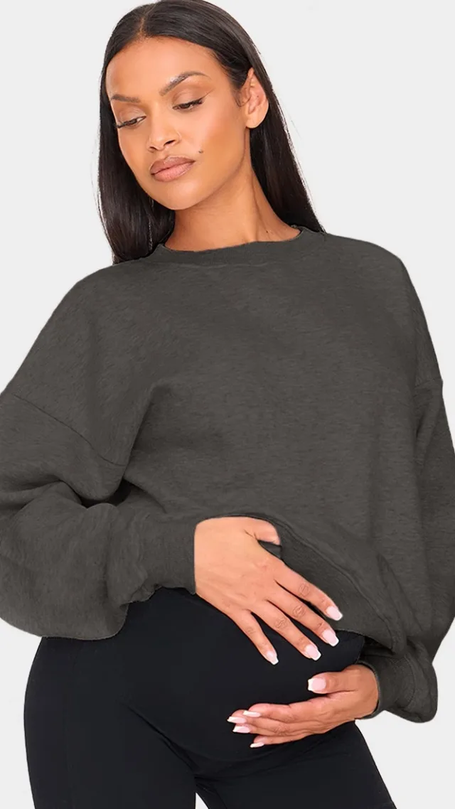 Maternity Charcoal Oversized Basic Sweatshirt