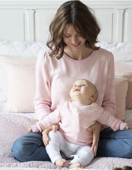 Coco | Mama & Mini Matching Set Of Pink Daisy Knitted Jumpers