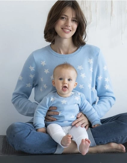 Demmie | Mama & Mini Matching Set Of Blue Star Knitted Jumpers