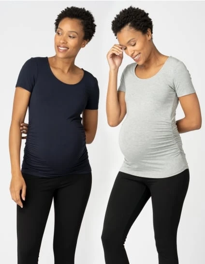 Julianne | Twin Pack Basic Maternity T-Shirts – Navy & Grey