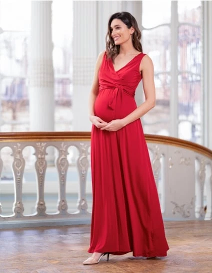 Malia | Claret Maternity & Nursing Evening Dress