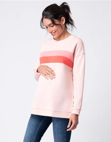 Pink Ombre Colourblock Maternity To Nursing Sweater