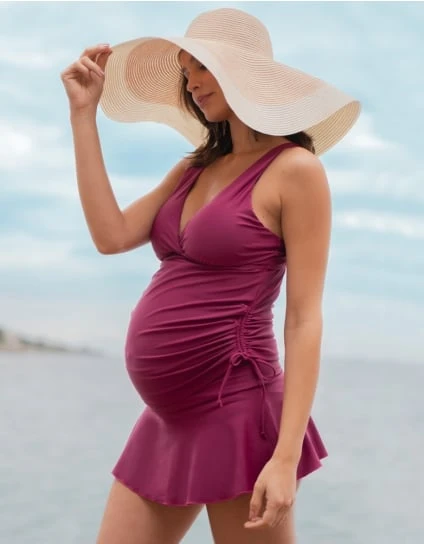 Sardinia | Maternity Tankini & Swim Skirt Set – Raspberry