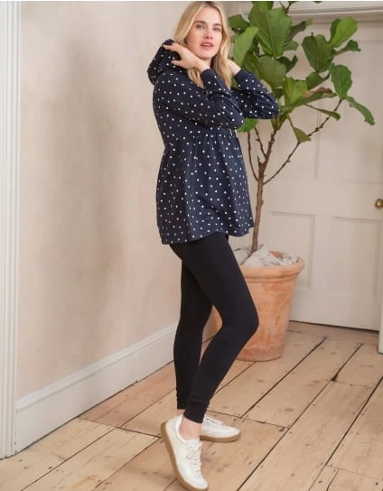 Teagan | Mama & Mini Navy Spot Gathered Hoodie Set