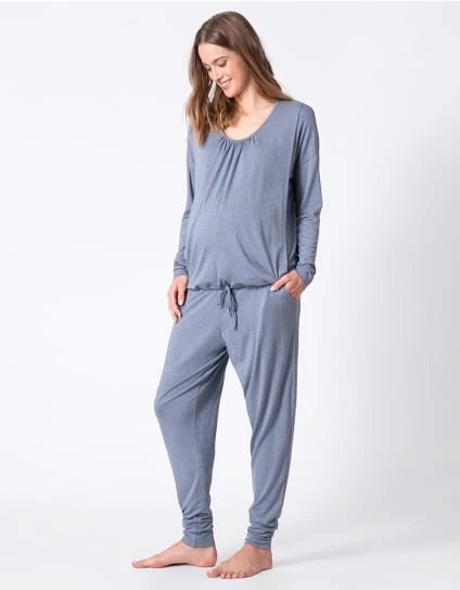 Ultra-Soft Steel Blue Maternity & Nursing Loungewear Set