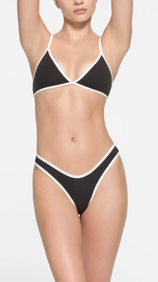 Contrast Trim Dipped Front Thong