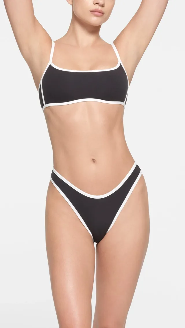 Contrast Trim High Leg Bikini