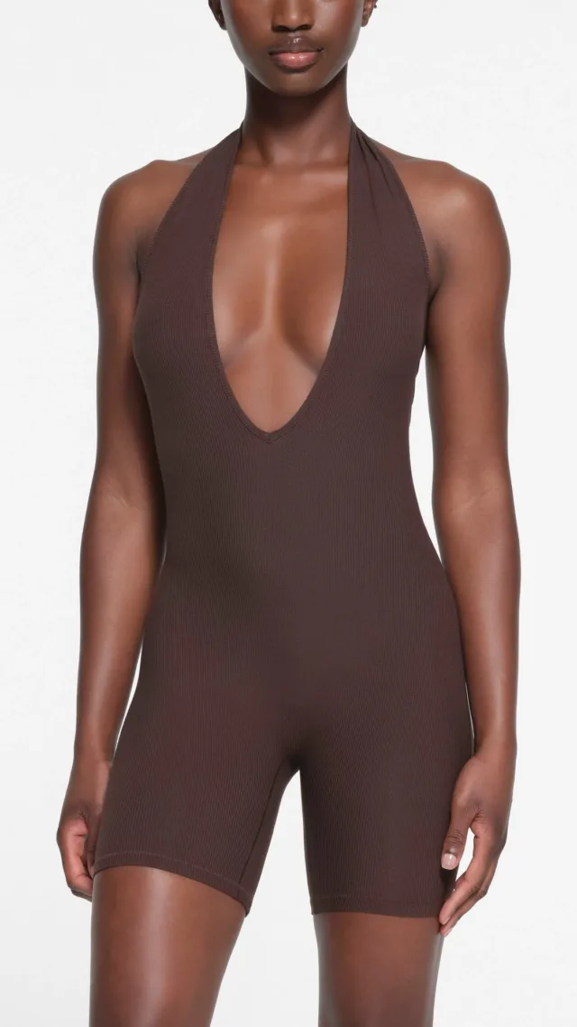 Deep Plunge Halter Onesie