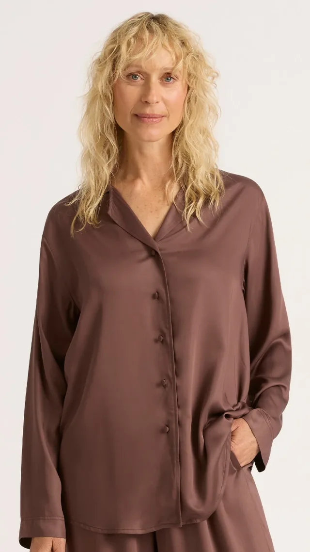 Vegan Silk Long Sleeve Sleep Shirt