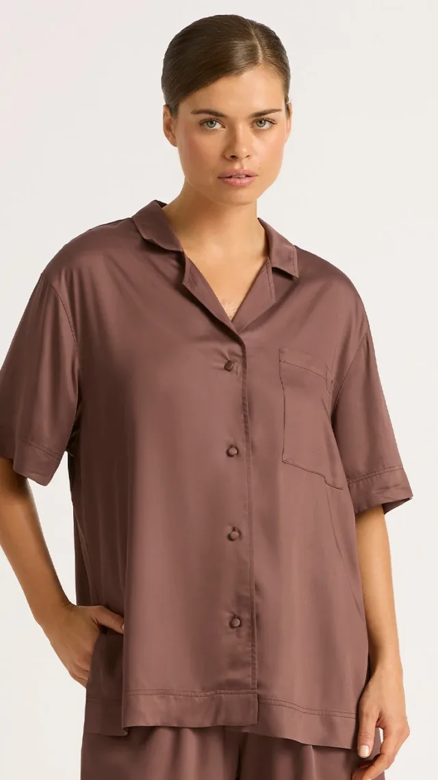 Vegan Silk Short Sleeve Sleep Shirt