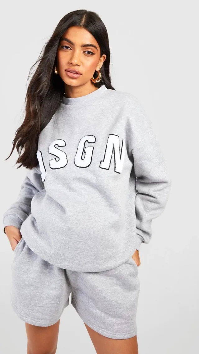 Ash Grey Maternity Dsgn Studio Sweatshirt Short Tracksuit