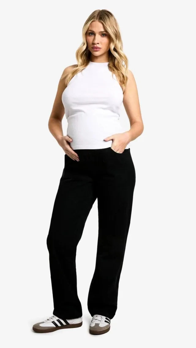 Black Maternity Over The Bump Mom Jeans