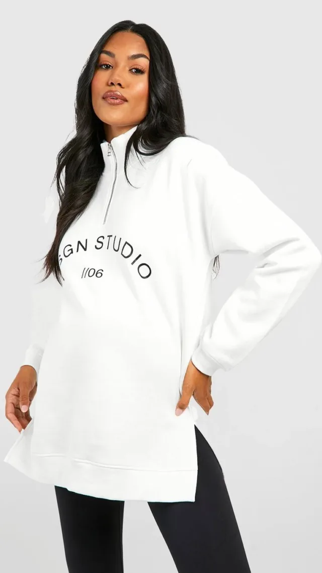 Ecru Maternity Dsgn Studio Half Zip Sweatshirt