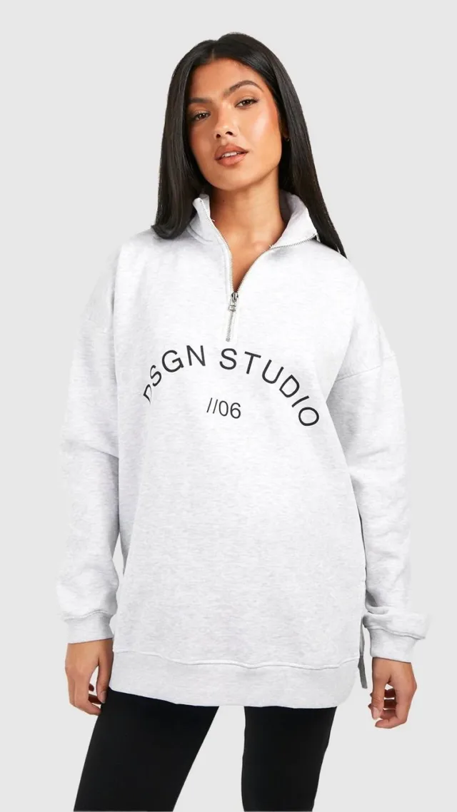 Ice Grey Maternity Dsgn Studio Half Zip Sweatshirt