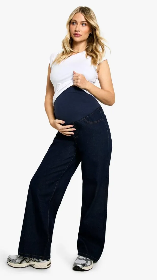 Indigo Maternity Over The Bump Wide Leg Jeans