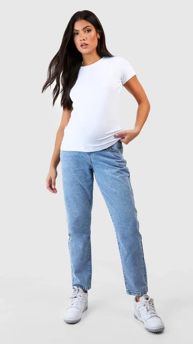 Light Blue Maternity Over Bump Mom Jeans