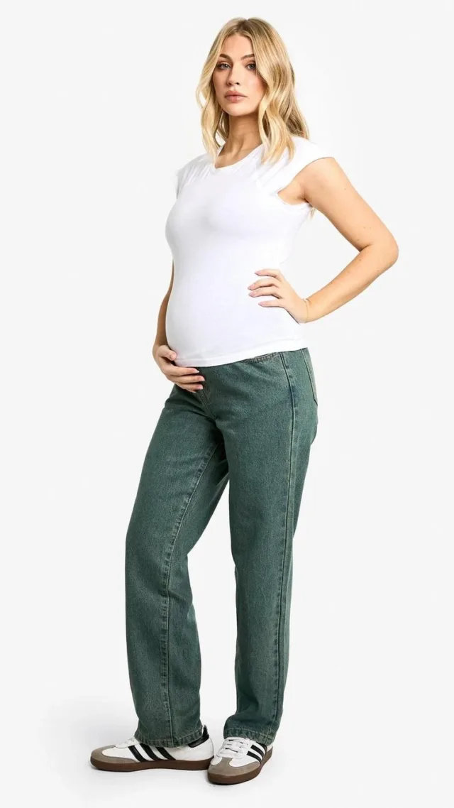 Mid Blue Maternity Over The Bump Boyfriend Jeans