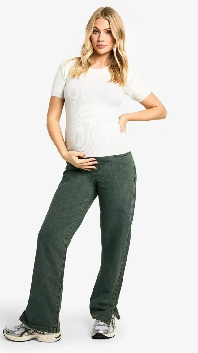 Vintage Wash Maternity Over The Bump Straight Leg Jeans