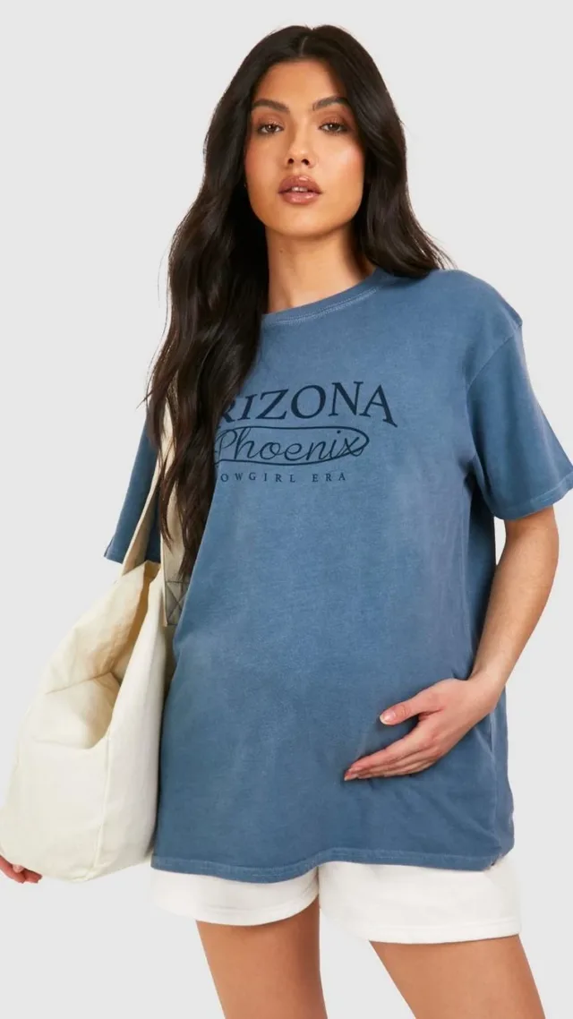 Washed Blue Maternity Arizona Phoenix Oversized T-Shirt