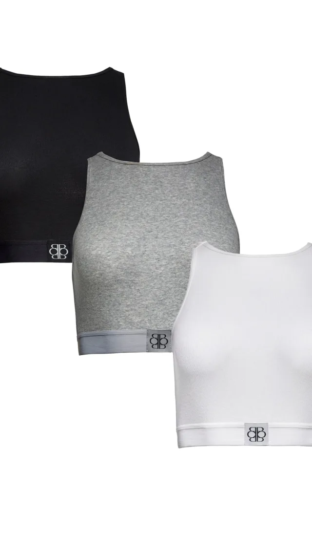 Cotton Rib Crop Top - 3 Pack