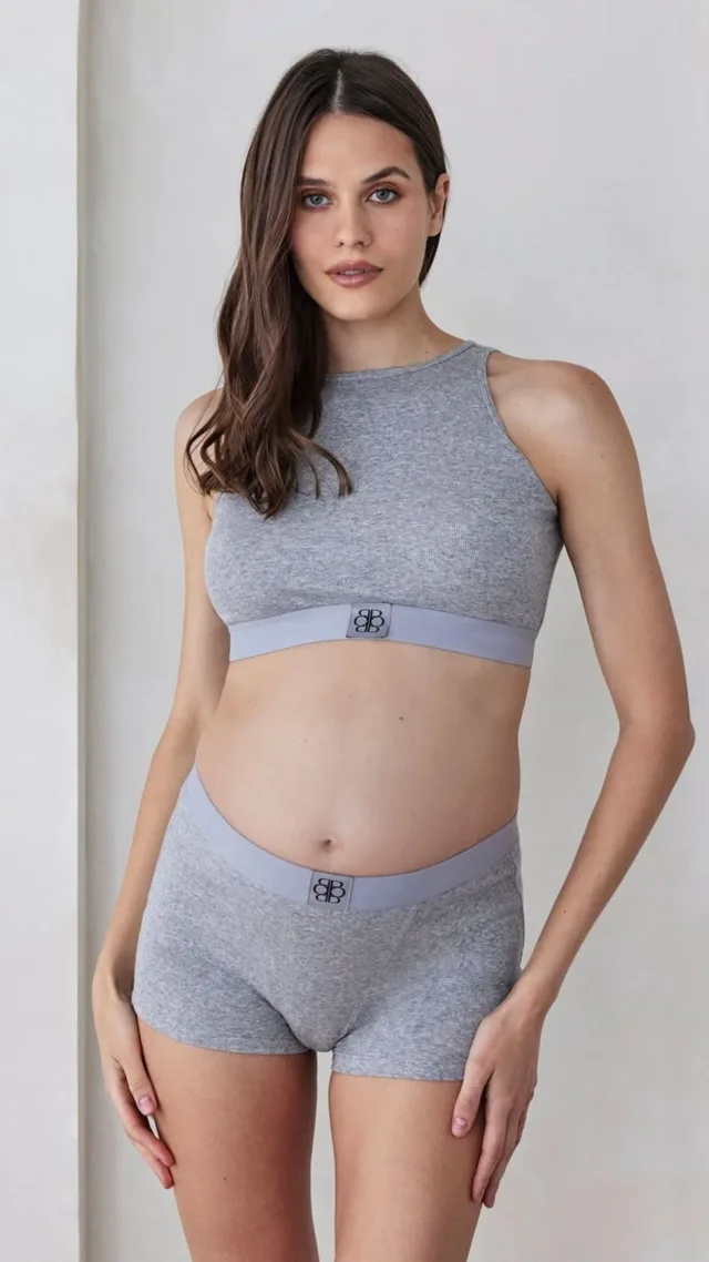 Cotton Rib Crop Top - Heather Grey