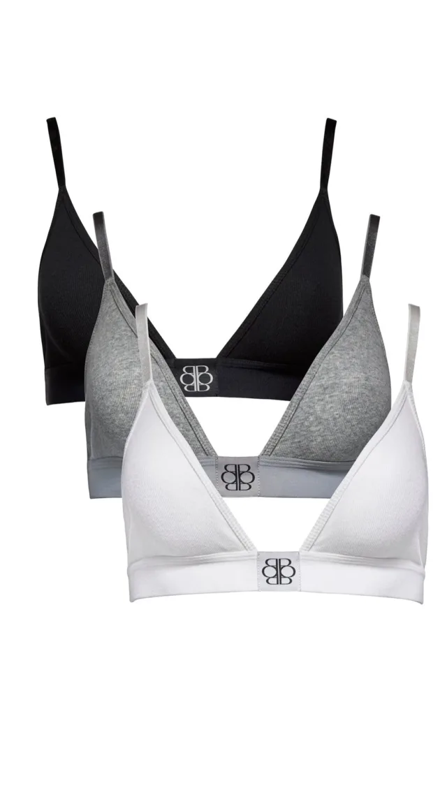 Cotton Rib Triangle Bralette - 3 Pack