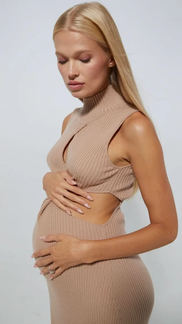 Cozy Knit Turtleneck Midi Dress